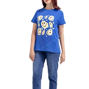 Camiseta de Algodón para Mujer, Tejido Elástico, Transpirable, Sensación Suave, Informal, Verano, Elegante, Uso Diario, Moda - Product Image 1