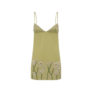 Combinaison en tricot vert olive pour femme, motif fruité brodé, décolleté carré, sans manches, robe de bain d'été - Product Image 4
