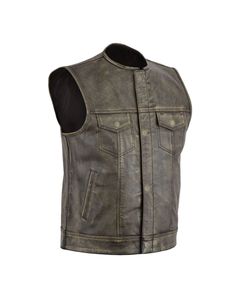 Chaleco de Cuero Vintage para Motociclistas, Estilo Moderno y Elegante para Hombre, con Diseño de Cierre Frontal a Presión, Pedido al por Mayor - Product Image 1