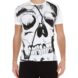 Camiseta Blanca con Estampado de Calavera para Hombre, Manga Corta, Cuello Redondo, Corte Ajustado, Estilo Gótico, 100% Algodón Jersey, Impresión Personalizada DTG - Product Image 6