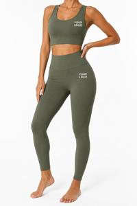 Soutien-gorge de sport pour femme, personnalisé, à col rond et dos nageur, couleur unie, respirant, avec logo frontal, et ensemble 2 pièces - Product Image 6