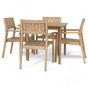 Minimalist Design <b>Dining</b> Set 4 Seater with Teak Wood <b>Rattan</b> Chair <b>Table</b> for Home Furniture Decoration and Garden Furniture - Product Image 3