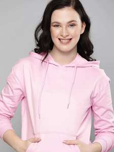Sweat à capuche rose clair personnalisé pour femme, en polaire, avec poche kangourou, couleur rose bébé unie, avec logo personnalisé - Product Image 4