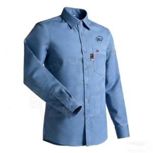 Chemise de travail résistante au feu ZUNEZI bleu clair à manches longues avec manches en coton et patch logo - Product Image 3
