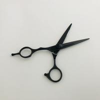 Ciseaux de coiffure AK34BL 3,5 pouces noirs à lame droite en acier inoxydable, détachables et réglables, pour droitiers
