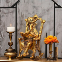 Sculpture artisanale en métal de Dieu Ganesh lisant Ramayana Style Art déco idole Murti pour décor de bureau à domicile Diwali Occasion cadeau