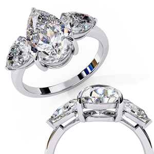 Bague de fiançailles à trois pierres en moissanite taille poire, monture à griffes en or massif 18 carats, bijoux classiques pour femme - Product Image 6