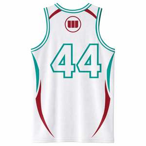 T-shirt de basketball Wida Sports en sublimation, personnalisé, brodé, sans manches, blanc, pour homme - Product Image 2