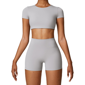 Gym Fitness New <b>Brushed</b> Yoga Sets for Women 2 Piece Long Sleeve Crop Top Active Wear Outfits Women's 4 Piece Workout Outfits - Product Image 5