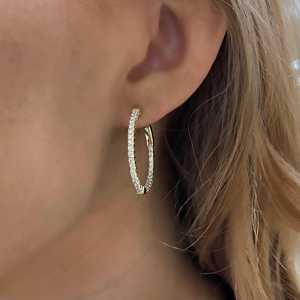 1 Carat Double Sided Huggie <b>Hoop</b> <b>Earrings</b> Round Cut Lab Grown Diamonds Large Elegant Bridal Jewelry Wholesale 14k 18k <b>Solid</b> Gold - Product Image 6
