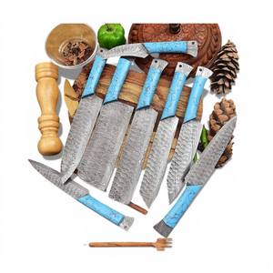Juego de Cuchillos de Cocina de Acero de Damasco de Grado Industrial, Hoja Forjada de Espiga Completa, Ecológico, Ambidiestro, Ligero, con Mango de Madera - Product Image 1