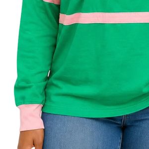 Maillot de rugby vert et rose pour femme, manches longues, style polo, jersey décontracté, haut de sport, vêtements streetwear tendance, élégant, vente en gros pour femmes - Product Image 4