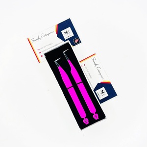 Somofy Enterprises Eyelash Tweezers Anti-Static Durable 10mm Bottom Design <b>Pink</b> Stainless Steel Precision <b>Tools</b> <b>Box</b> Packaging - Product Image 4