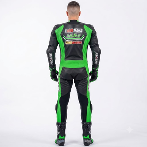 Combinaison de course Kawasaki Premium pour homme, 1 pièce, en cuir de vache véritable/cuir de kangourou, style MotoCP, combinaison de course sur circuit, niveau de protection 2 - Product Image 2
