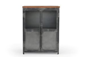 <b>Rustic</b> Kitchen <b>Cabinet</b> Glass Door <b>Cabinet</b> Fluted Glass Shelf Storage home furniture Kitchen <b>Cabinet</b> - Product Image 3