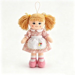 customized Mini hanging rag <b>doll</b>, blonde pigtail cloth <b>doll</b>, plush girl <b>doll</b> ornament, floral dress fabric <b>doll</b> - Product Image 5