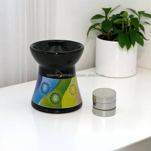 Quemador de aceite de cerámica, difusor de aroma de aceites esenciales, portavelas de aromaterapia (Chakra Negro) - Product Image 4
