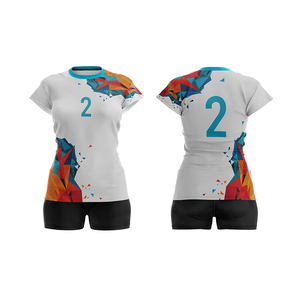 Women's <b>Volleyball</b> Uniform <b>Set</b> Quick Dry Breathable Custom Printed Designs 100%Polyester Short Sleeve Fitted Uniform Low MOQ - Product Image 2