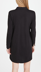 Women Solid Color Long Sleeve Button Front Nightshirt Dress Turn-down Collar Cotton Poplin Casual Sleepwear Knee Length - Product Image 4