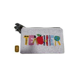 Hote Selling Beaded Small Wallets Colorful Zipper Coin Purses Chain Strap Soft Teacher Pencil Pouch <b>Back</b> School Gift Educators - Product Image 1
