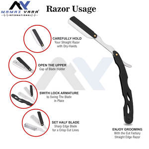 Rasoirs droits professionnels pour hommes en acier inoxydable 100% de qualité supérieure, rasoirs de barbier classiques à bord droit pour le rasage et l'entretien de la barbe - Product Image 6