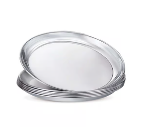 Modernos Platos Base Redondos de Acero Inoxidable Plateado Pulido para Uso en Bodas y Fiestas - Product Image 6