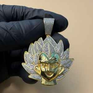 Colgante de Son Goku de Dragon Ball Z, Plata de Ley 925, Joyería Hip Hop, Chapado en Oro, con Incrustaciones de Moissanita VVS - Product Image 6