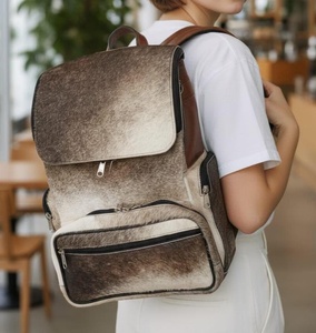 Professional Hair-on-Hide Leather Laptop Backpack Real Cowhide <b>Fur</b> Business Rucksack OEM Private Label LHBP-0268 - Product Image 5