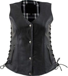 Women's Leather Vest Motorcycle <b>Biker</b> <b>Waistcoat</b> V-Neck Vintage Sleeveless Outerwear Waterproof Windproof Zipper Closure Casual - Product Image 6