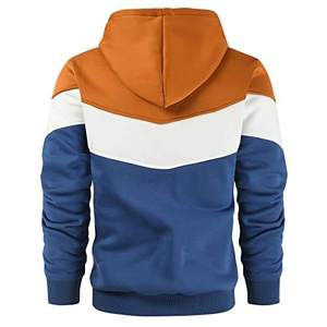 Ensemble sweat à capuche unisexe décontracté XL en molleton de coton biologique avec fermeture éclair intégrale, grande taille, manches longues, poches, design color block original, hiver - Product Image 2