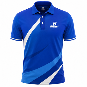 RONAL SPORTS Men's Blue Short Sleeve <b>Polo</b> Shirt Print Quick Dry Knitted Fabric Sporty Style Front Logo in Best Sale 2026 - Product Image 1