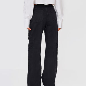 Service OEM, nouveaux pantalons pour femmes, pantalons décontractés, logo personnalisé, pantalons cargo en denim, pantalons à jambes larges, jeans pour femmes - Product Image 4