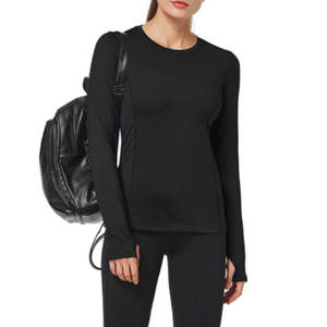 Women's <b>Black</b> <b>Long</b> <b>Sleeve</b> Crew Neck T-Shirt Loose Fit Breathable Quick Dry Knitted Casual <b>Top</b> All Seasons - Product Image 5