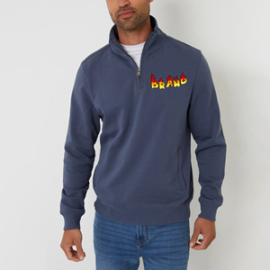 High Quality 100% Cotton Men's Quarter Zipper Winter <b>Sweatshirt</b> with Embroidered Custom Logo Oversized Heavyweight Hip Hop - Product Image 5