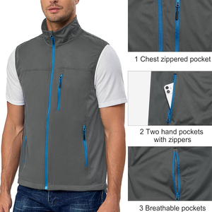 Chalecos Softshell para Hombre al por Mayor, Transpirables, Color Gris, con Cierre, Acolchados, Cuello Alto, 300 GSM, Sin Mangas - Product Image 5