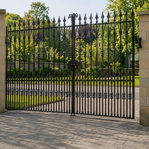 Portail d'entrée en fer forgé noir avec pointe en forme de lance, portail décoratif en métal pour villa, jardin, sécurité, design de porte - Product Image 6
