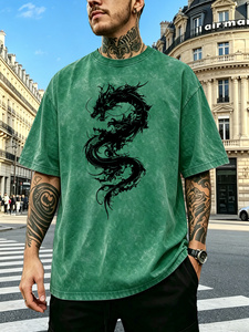 Camiseta de Moda Diaria con Textura Lavada para Hombres y Niños, Corte Relajado, Ropa Casual Urbana Esencial - Product Image 1