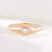 Anillo de compromiso con moissanita talla marquesa, plata 925, engaste biselado, diamante simulado, estilo East West, para mujer, cúpula pequeña, minimalista
