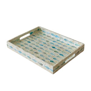 Plateau de service de luxe en nacre, fait main, incrusté de coquillages, plateau décoratif pour la maison, l'hôtel, le restaurant, pour le service et les cadeaux - Product Image 1
