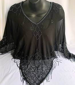 Abstract Three-dimensional Butterfly Studded Beaded <b>Fringe</b> Tank <b>Top</b> With Steel Wire Shape - Product Image 4