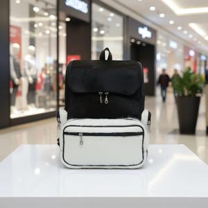 Mochila de cuero con pelo sintético a precio económico, estilo antibacteriano, doble correa, impermeable, portátil, venta al por mayor. - Product Image 6