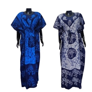Vestidos Kaftan Bohemios Maxi de Mezclilla de Algodón Lavable de Último Diseño para Mujer de la India - Product Image 1