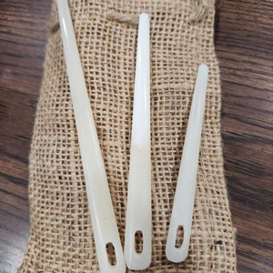 Natural Viking Polished Eco-Friendly Buffalo Bone Needles for Knitting Woolens buffalo bone <b>sewing</b> needle MUAWIYAH HANDICRAFT - Product Image 1