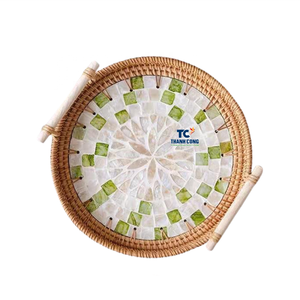 Plateau en rotin nacre de luxe pour table, fournisseur OEM, Vietnam - Product Image 1
