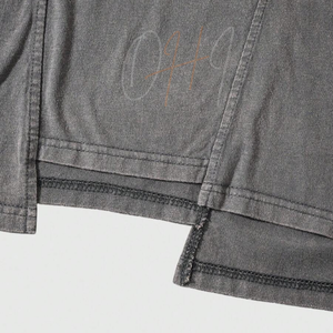 Camiseta Asimétrica Extra Grande para Hombre, Estilo Vintage Lavado, Color Gris, Estilo Urbano, Algodón, Hip Hop, Casual, Ecológica - Product Image 4