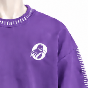 เสื้อสเวตเชิ้ตคอกลมสีม่วงอมม่วงสำหรับผู้ชาย แต่งขอบเย็บแบบดิสเทรส ทรงโอเวอร์ไซส์ แขนยาว สไตล์ลำลอง แฟชั่นแนวสตรีท - Product Image 6