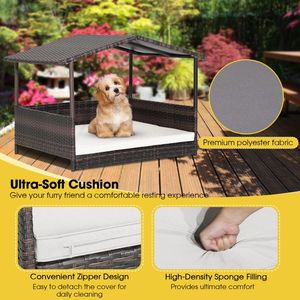 Cuccia per Cani da Esterno Resistente alle Intemperie, Arredamento per Animali Domestici in Vimini - Product Image 3