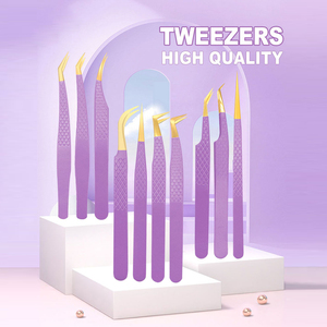 custom <b>box</b> fiber tip eyelash tweezers fiber tip eyelash extension tweezers diamond grip plasma coated eyelash extension tweezers - Product Image 4