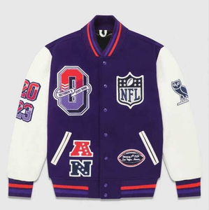 Veste universitaire pour homme, noir et gris, avec patch brodé de dessins animés, coupe classique, pour l'automne - Product Image 4