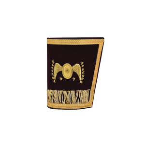 Manchettes de gauntlets maçonniques haut de gamme en coton blanc, gants de franc-maçon avec symbole brodé, équerre et compas, manchettes de loge - Product Image 4